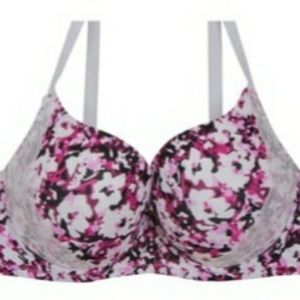 38DDD Purple Poisson Flower and White Lace NWT